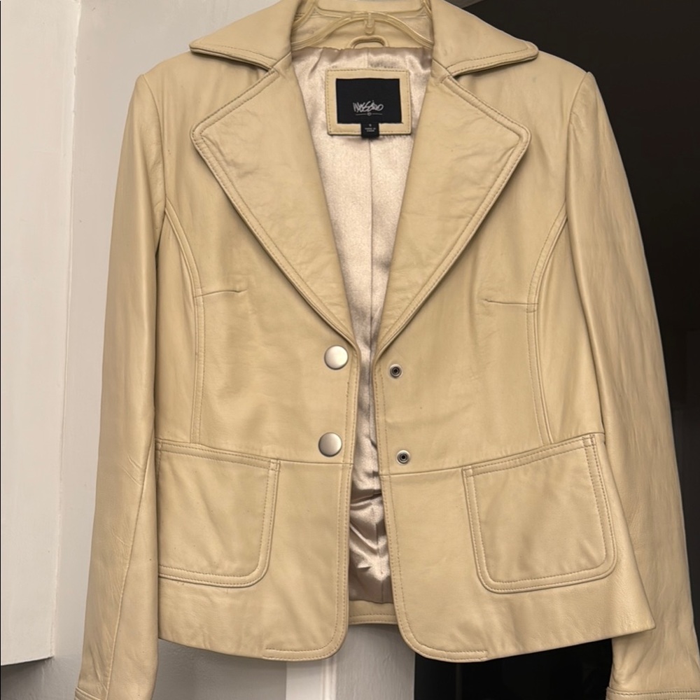 Women's Beige Leather Jacket Mossimo